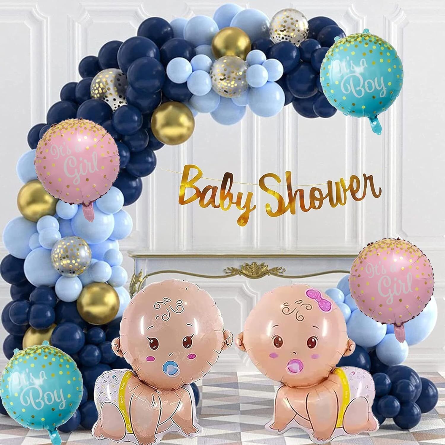 groovy dudz Baby Shower Decoration Backdrop Banner Balloons Set Of 104 Pcs-picture-35