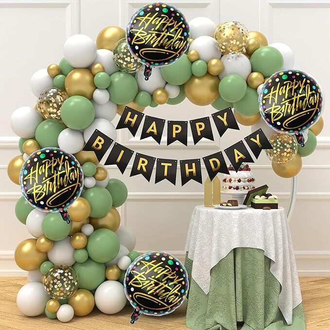 Solid Green Theme Happy Birthayd Decoration Items Kit Combo For Kids & Adult Balloon-image-29
