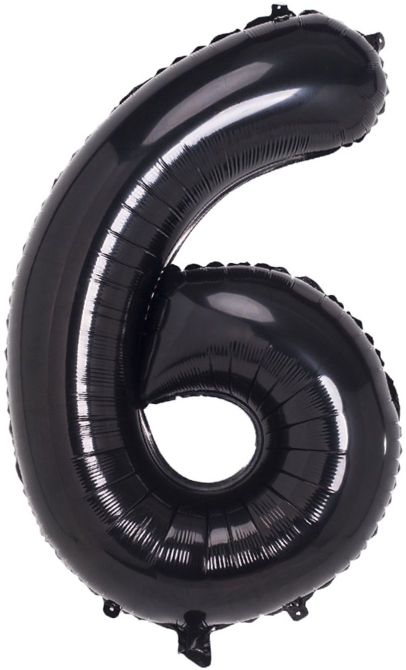 Solid 6 BLACK 32" NUMBER FOIL BALLOON 6TH BIRTHDAY ANNIVERSARY NUMERIC MILESTONE Letter Balloon-image-46