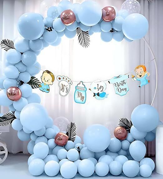 Solid It's my half birthday decoration for baby boy with blue balloons Balloon-image-29