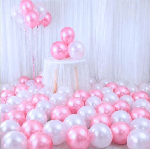 Solid Pink White Metallic Chrome Balloons For Happy Birthday Balloon-image-12