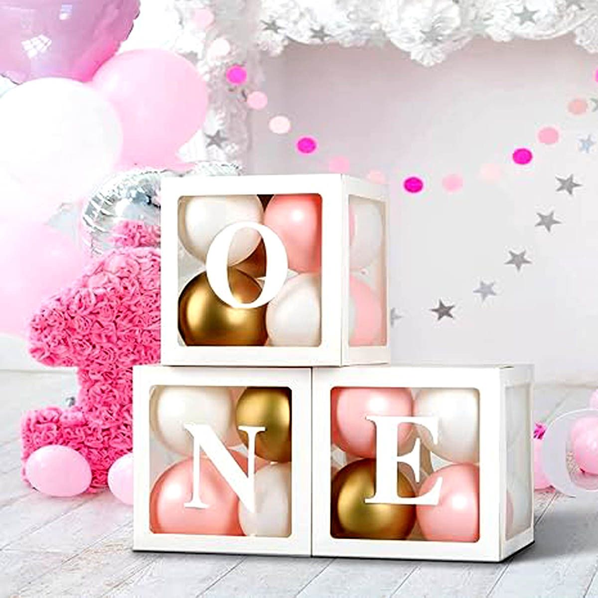 shopperskart Solid one balloon box for 1st birthday decoration kit baby shower decortaion Balloon-picture-17