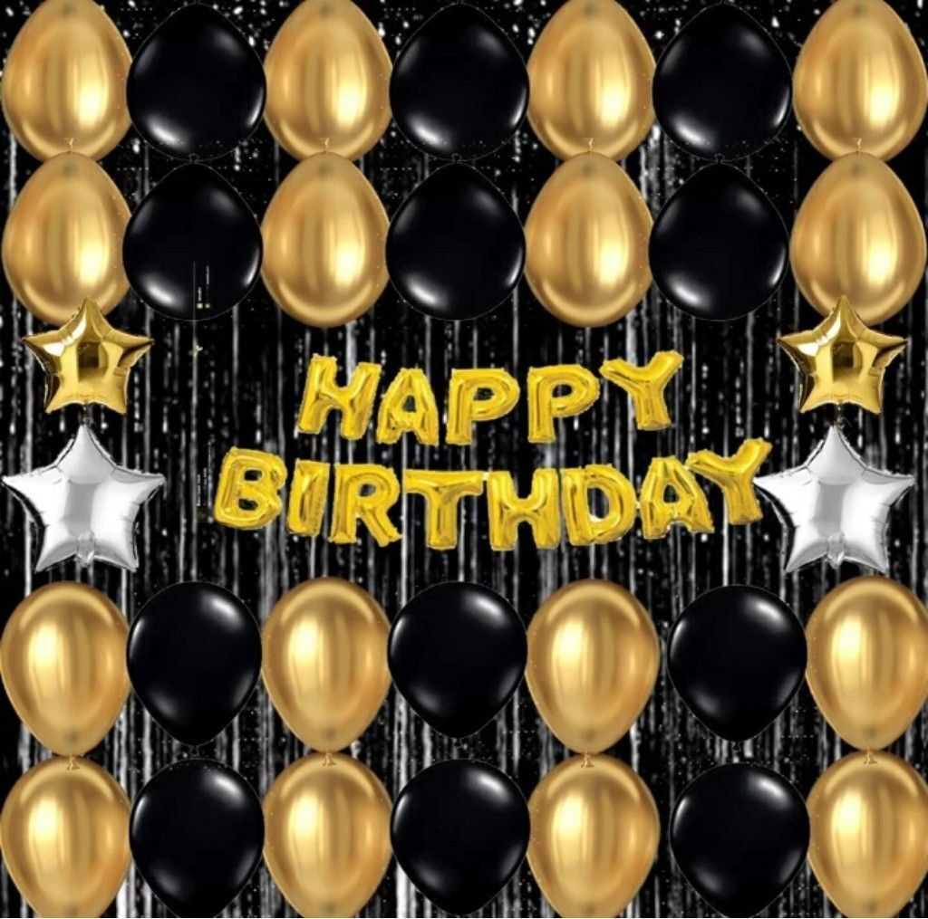 flipmate Solid Black Happy Birthday Balloons Party Decoration Kit items 70Pcs combo set Balloon-picture-48