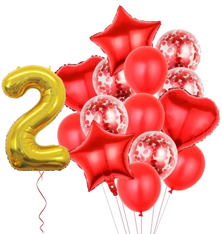 poptheparty Solid Star, Heart, Confetti ,Balloons for Second Birthday & Anniversary Decoration kit Balloon Bouquet-picture-23