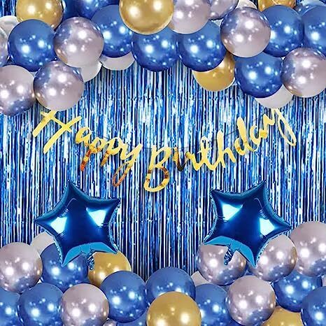 Solid Blue Happy Birthday Decoration kit Combo - 41 Pcs for Birthday Decor Balloon-image-23
