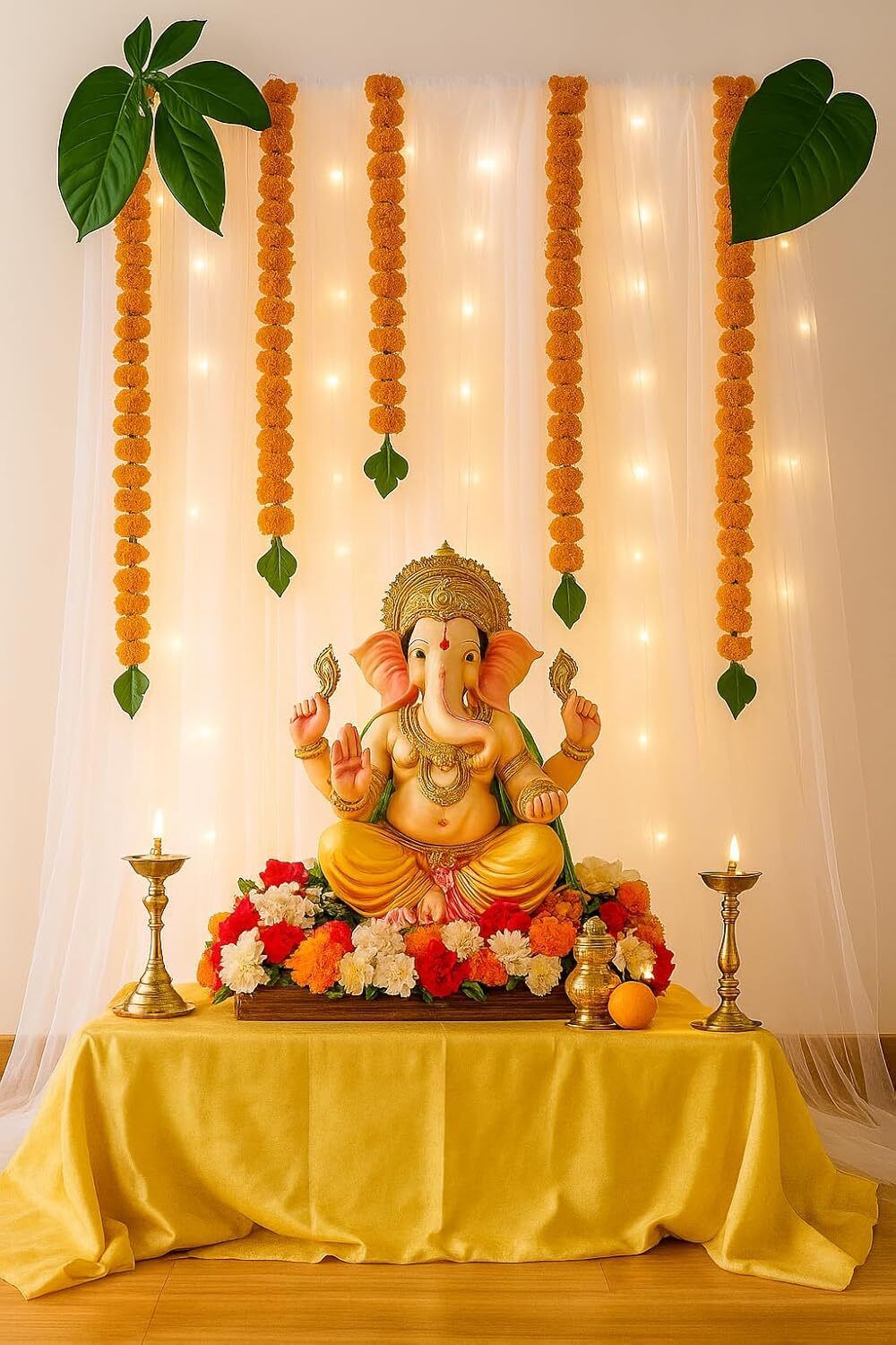kezari Solid Ganpati Decoration Backdrop Curtain Balloon Bouquet-picture-32