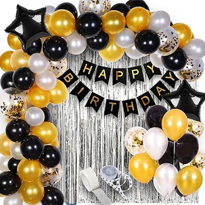 Solid Black Theme Birthday Decoration Items Set Kit Combo for WIfe, Husband, Kids Balloon-image-45