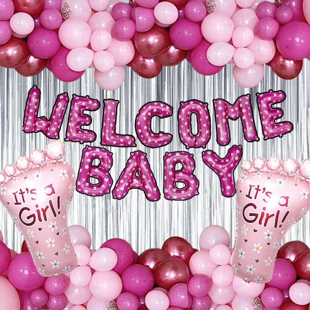 Solid New Born Baby Welcome Decorations for Girls - Pink Welcome Home Baby Decorations Balloon-image-26