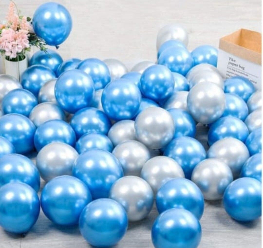 mosclue Solid Hd/Metalic 50 Balloons Blue And Silver For Kids/Adult/Party/Birthday Decorations Balloon-picture-16