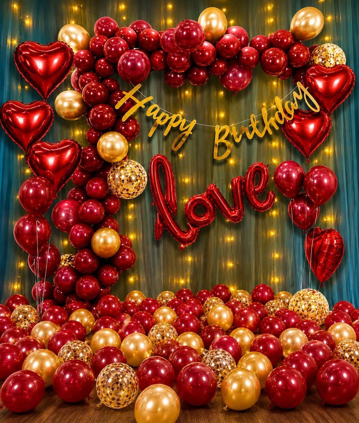 tigorik Solid Happy Birthdya love Romantic Decoration set 51 Pcs Balloon-picture-21