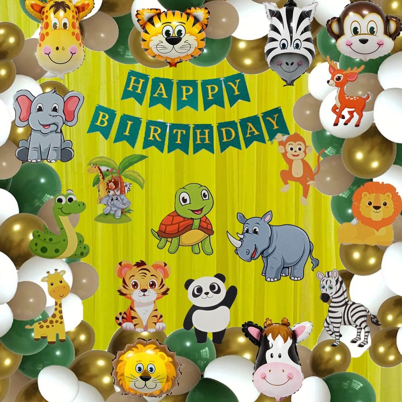 party breeze Solid jungle theme paper cutouts balloons birthday decorations items kit combo festive Balloon-picture-21