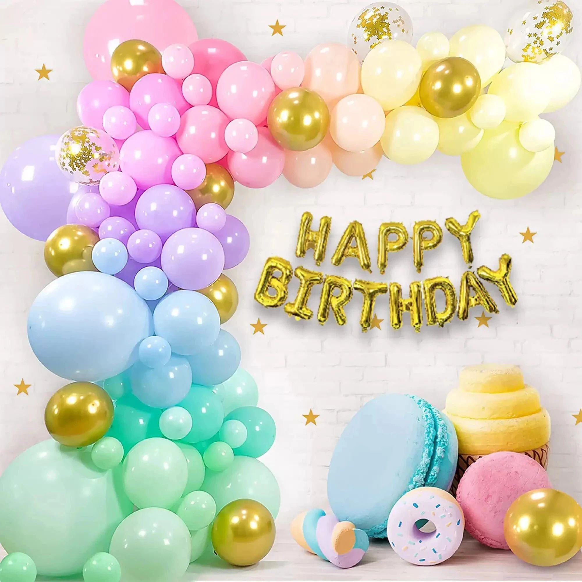 Birthday Decoration Kit Blue Yellow Purple Green Pink Orange Foil Birthday-image-9