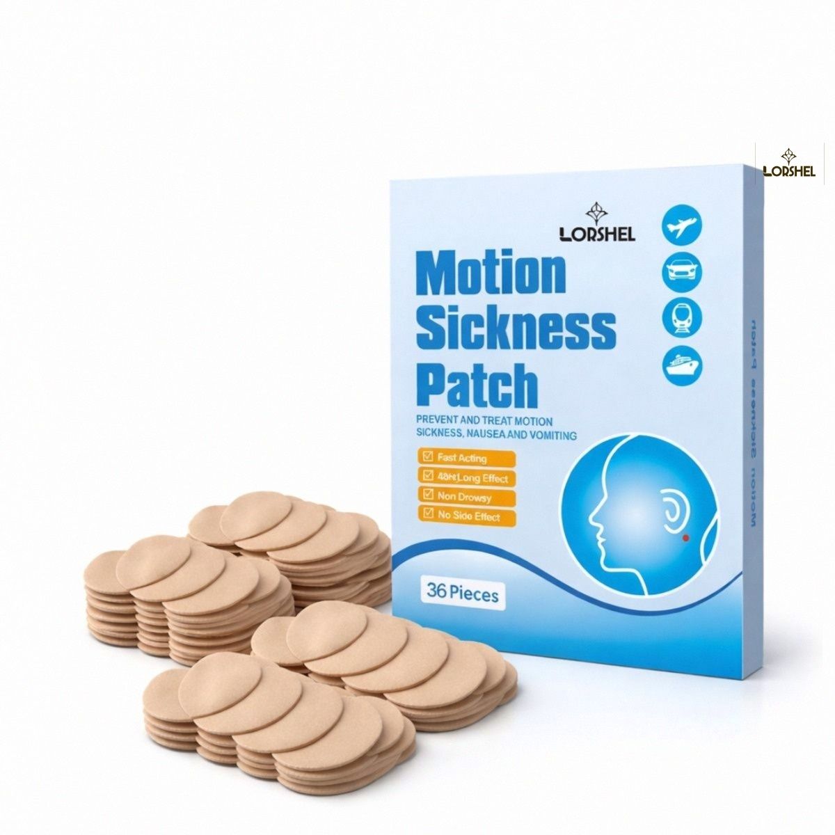 lorshel Motion Sickness Patch | Car Sickness Patch | Ultra Comfort Travel Sickness Bandage Protector-picture-40