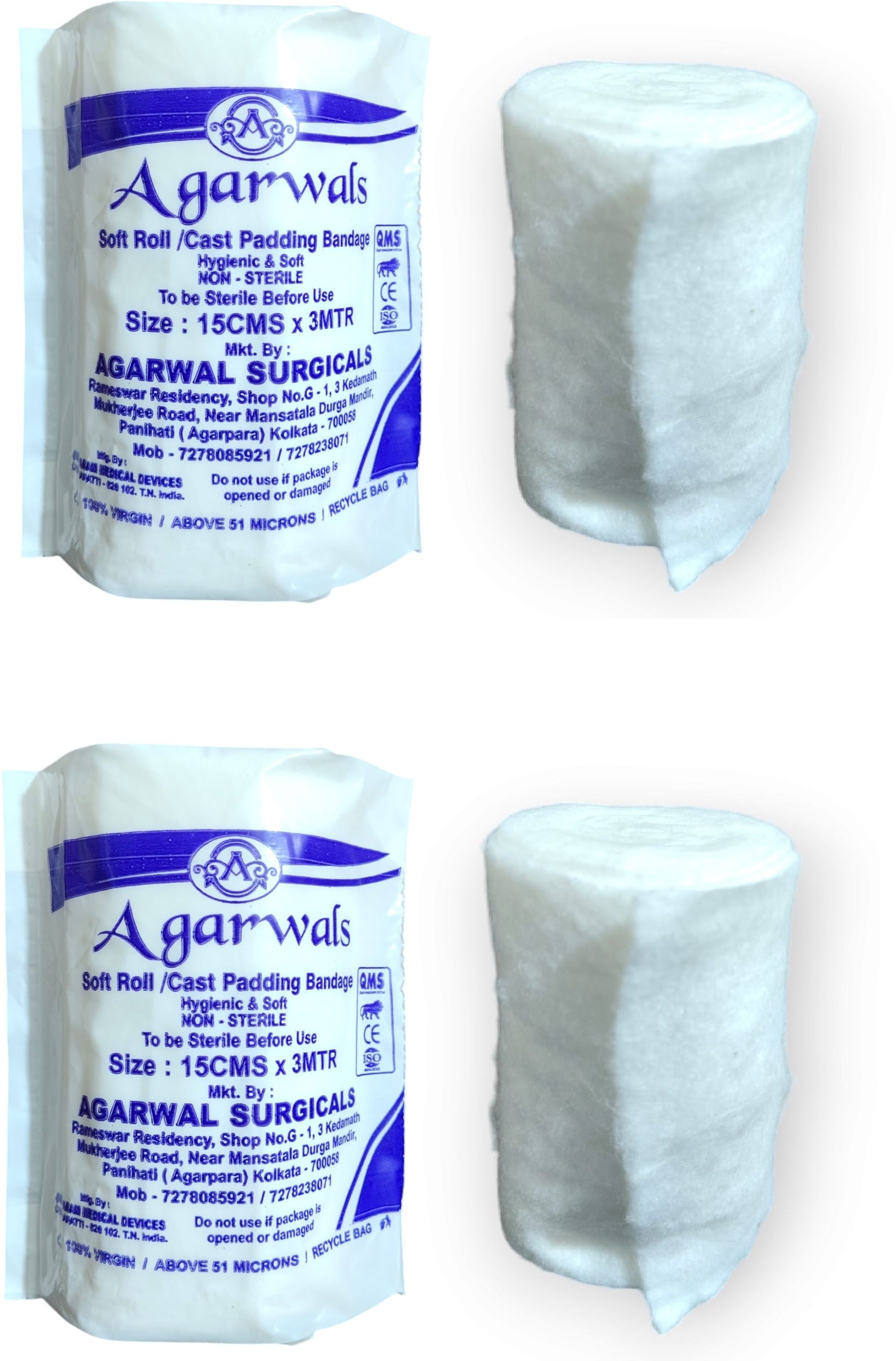 agarwals Soft Roll Orthopaedic Cast Padding Absorbent Cotton Bandage 15cmx3mtr(Pack of 2) Bandage Protector-picture-12