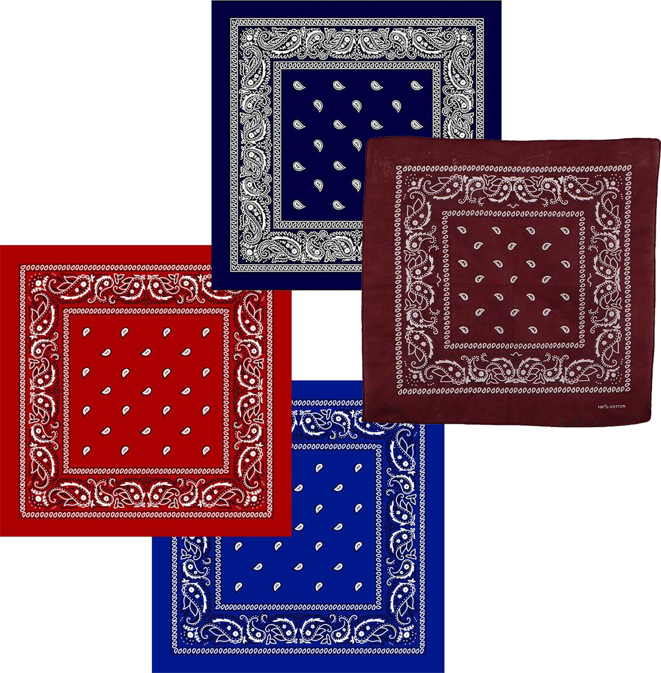 S4S Pack of 4 Double Side Print Unisex Pure Cotton Bandana (21 INCH X 21 INCH) ["RED, ROYAL BLUE, NAVY BLUE, BURGUNDY"] Handkerchief-picture-28