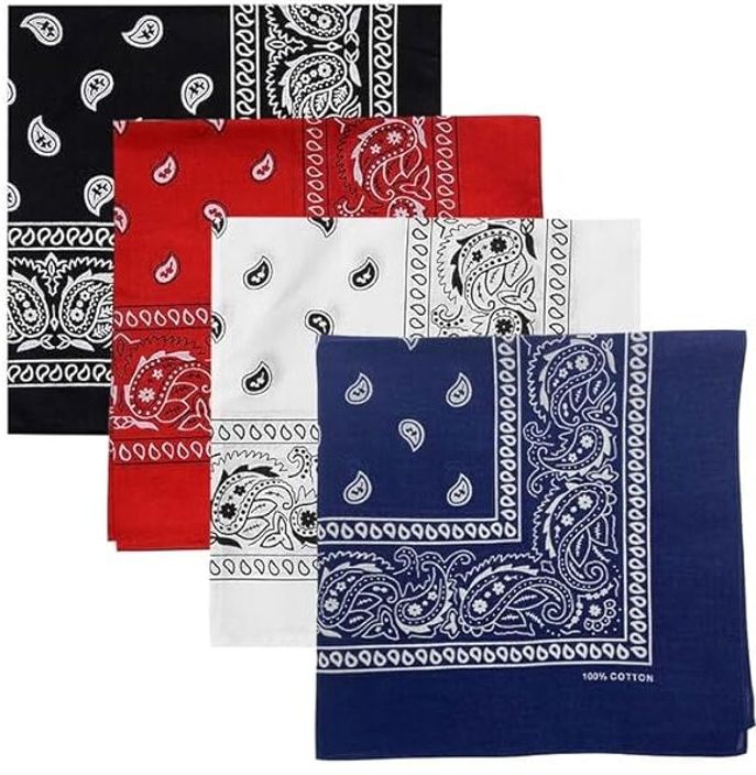 Bodytech 100% Western Design Cotton Paisley Bandana, Handkerchief, Rumaal ["Black","Navy Blue","Red","White"] Handkerchief-picture-28