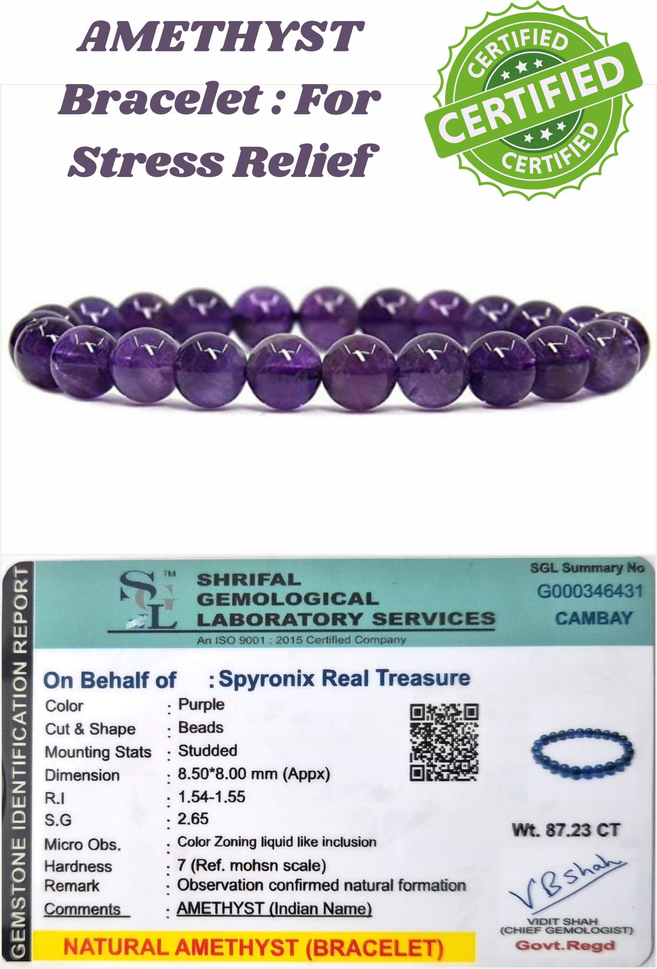 Stone, Amethyst Crystal Bracelet