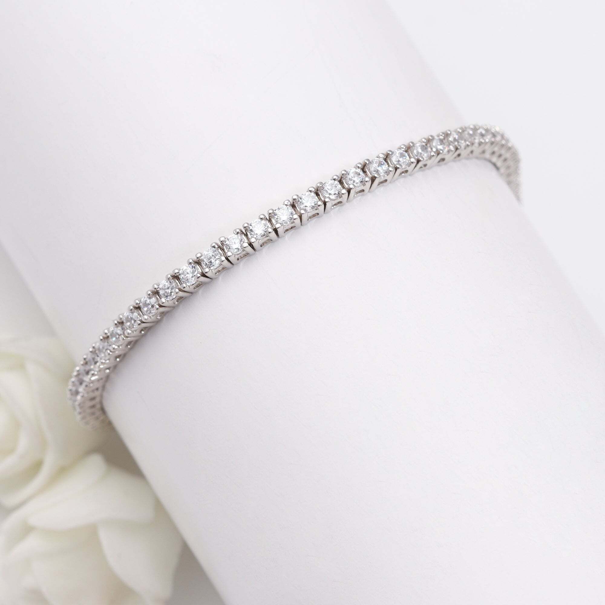 giva Sterling Silver Zircon Rhodium Bracelet-picture-13