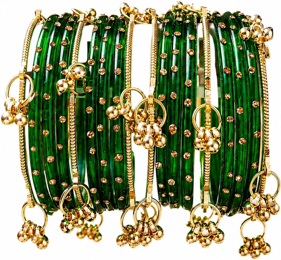 glamandglory Glass Cubic Zirconia Gold-plated Bangle Set-picture-15