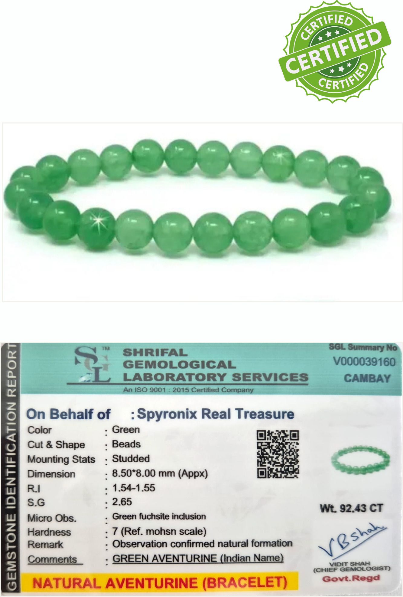 Stone, Green Aventurine Crystal Bracelet