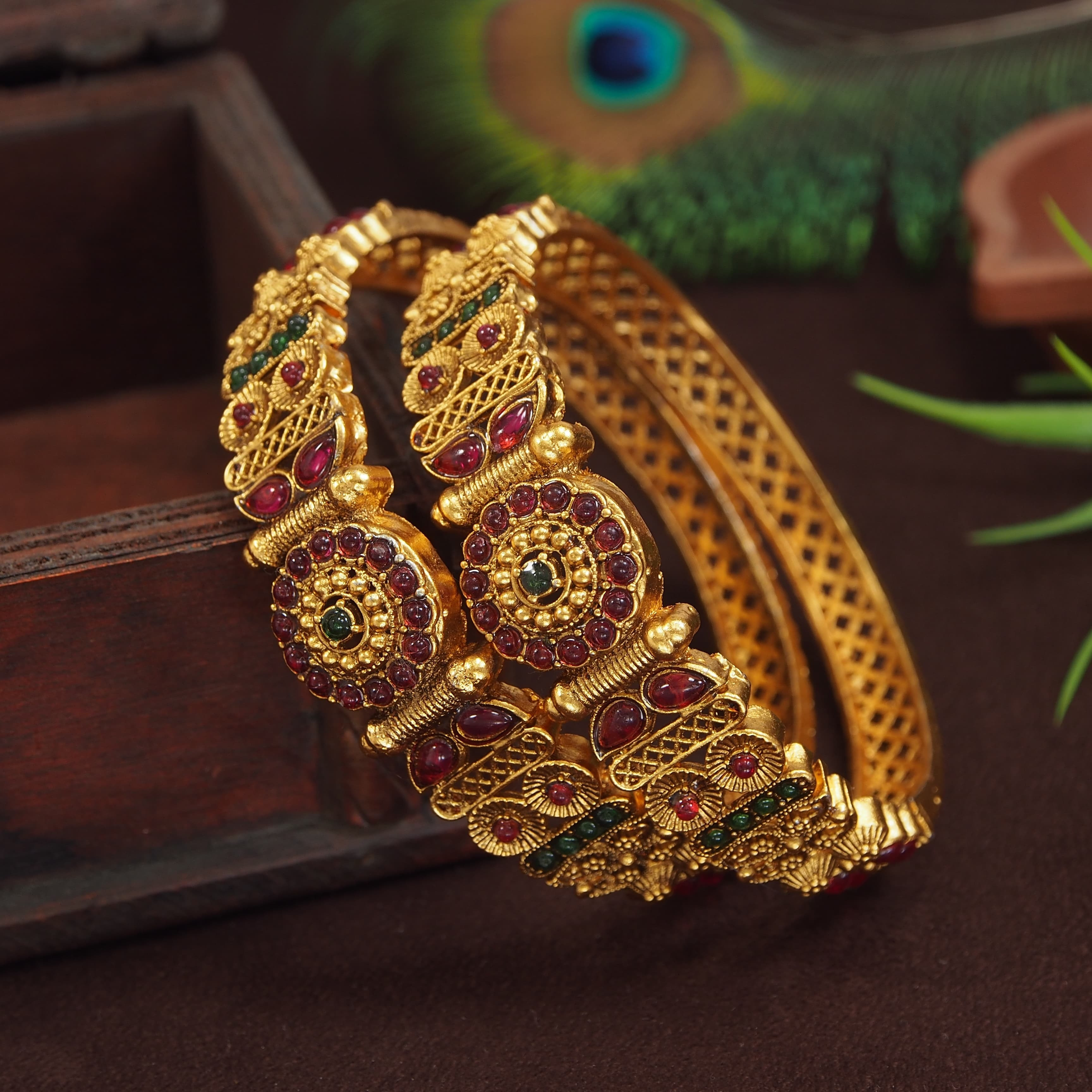 ornadzn zevellery Alloy Beads Gold-plated Bangle Set image 1