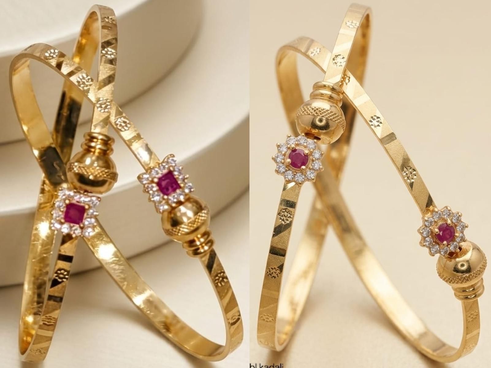 Alloy Cubic Zirconia, Ruby Bangle Set-image-41