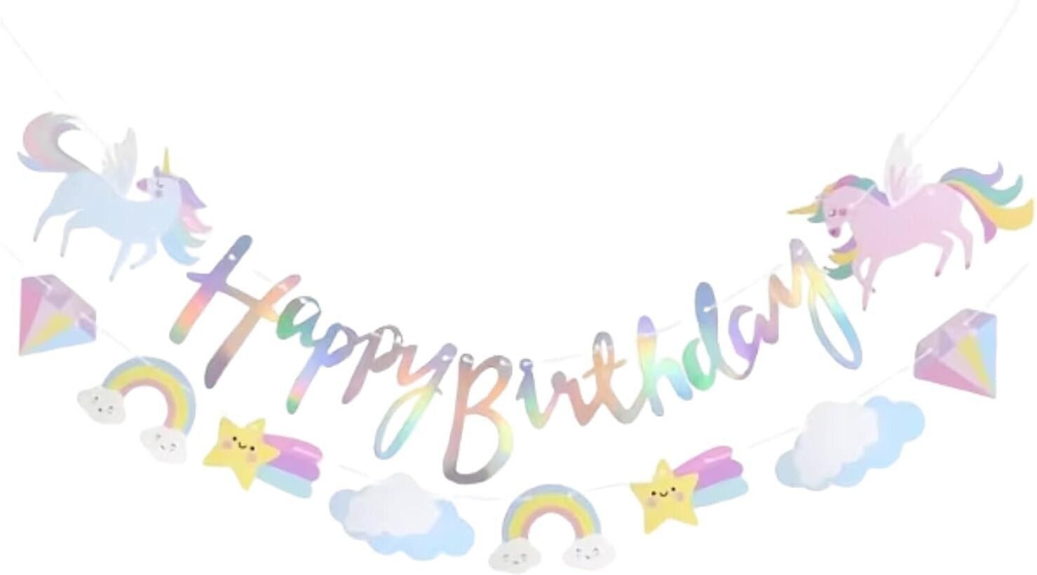 party central Happy Birthday Banner | Pastel Rainbow Unicorn Theme Decoration Banner-picture-13