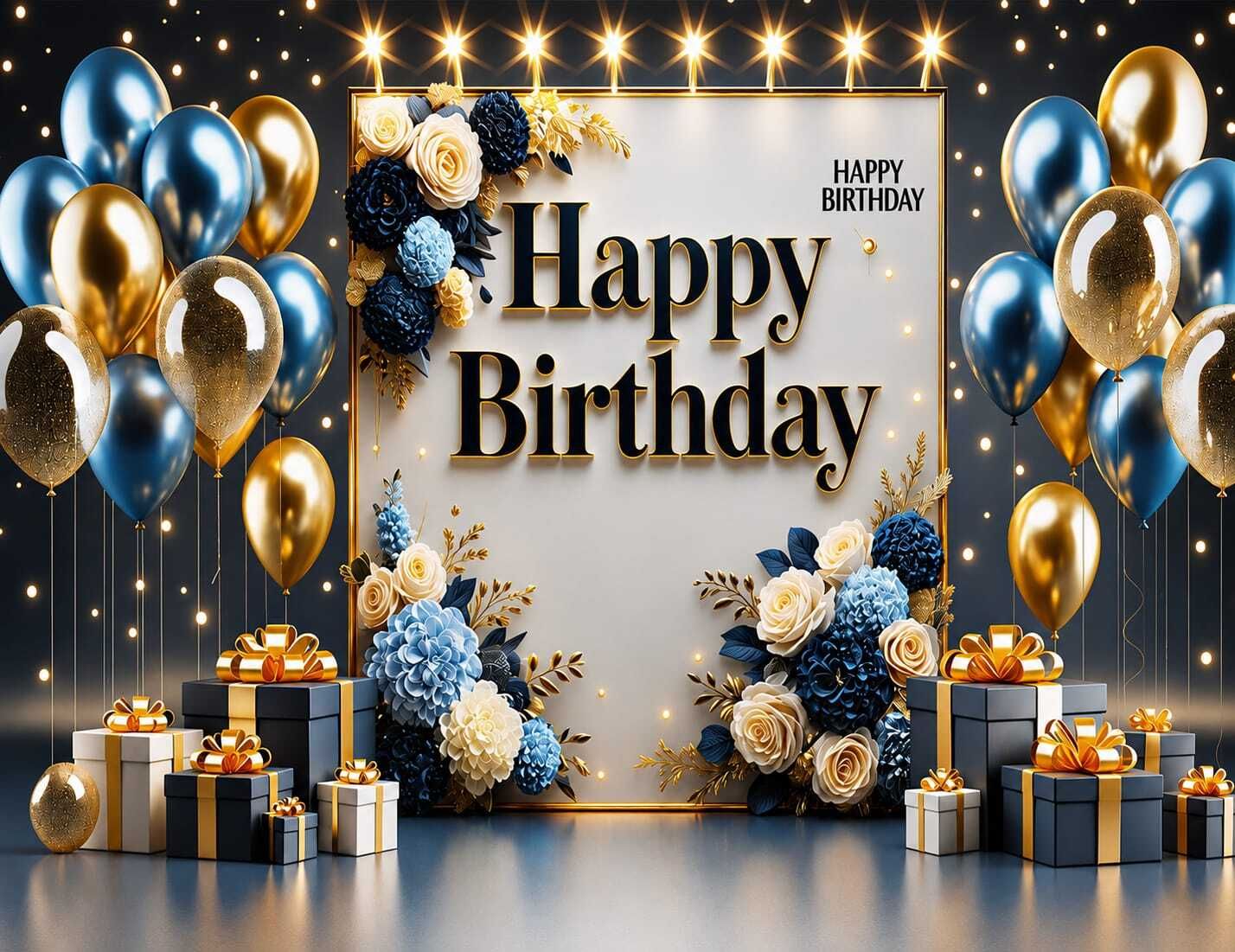 adisha fashioan Royal Blue Gold Happy Birthday Fabric Banner Banner-picture-36