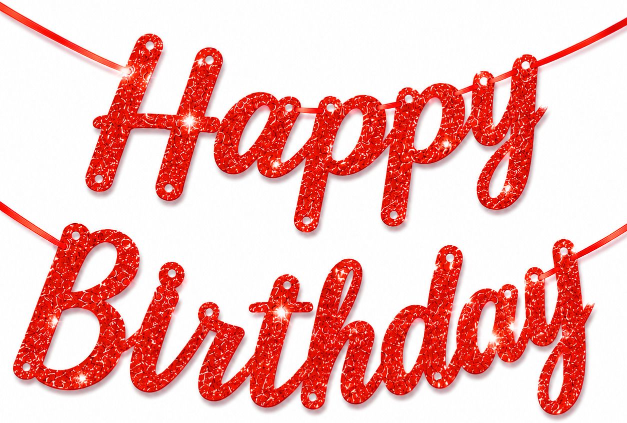 Happy Birthday Glitter Banner Red Pre-Strung Party Decoration Decor Pennant Banner-image-28