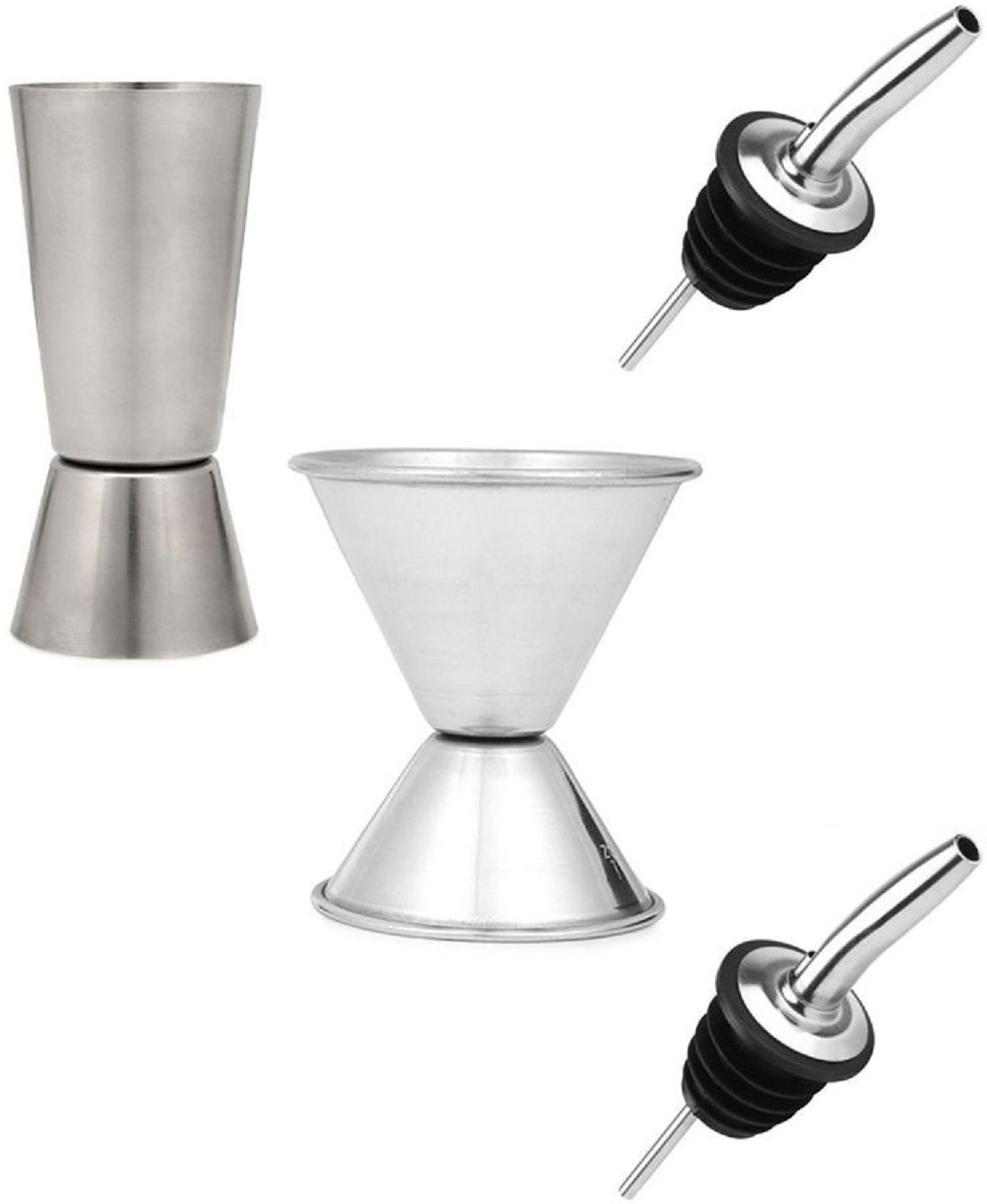 Set of 2 Double Sided Peg measure with 2 wine pourer/Pour Spout 4 - Piece Bar Set-image-17
