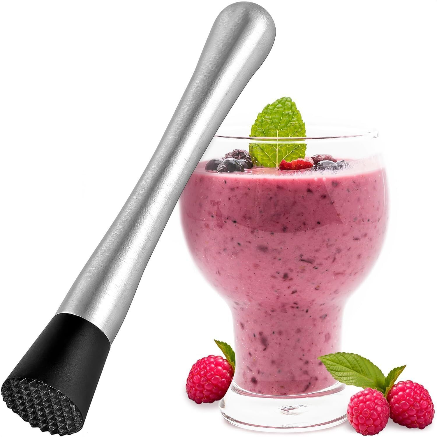 Stainless Steel Cocktail Muddler Hand Muller Grinder 1 - Piece Bar Set