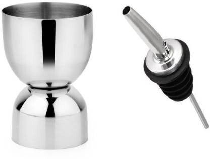 30*60 Double Side peg Measure Damru Shape Shot Glass Wine Pourer Bottle Stopper Bar Set-image-28