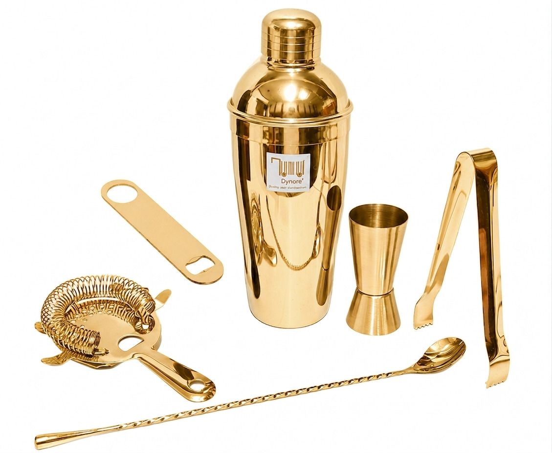 dynore Gold PVD Coated Stainless Steel 6 Pcs Bartender Martini Kit Bar Set 6 - Piece Bar Set-picture-32
