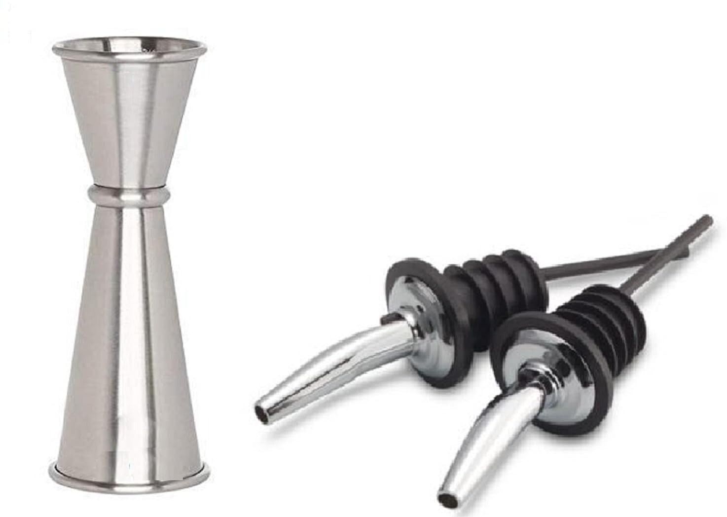 dynore Stainless Steel Japanese Peg Measure 30 & 60 ml With 2 Wine Pourer- Set of 3 3 - Piece Bar Set-picture-18
