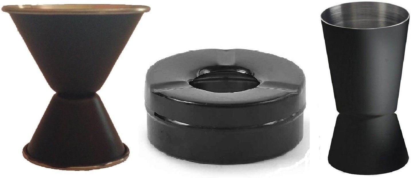 Dynore 2 Black Peg measure with Black Lid Ash Tray. 3 - Piece Bar Set-picture-21