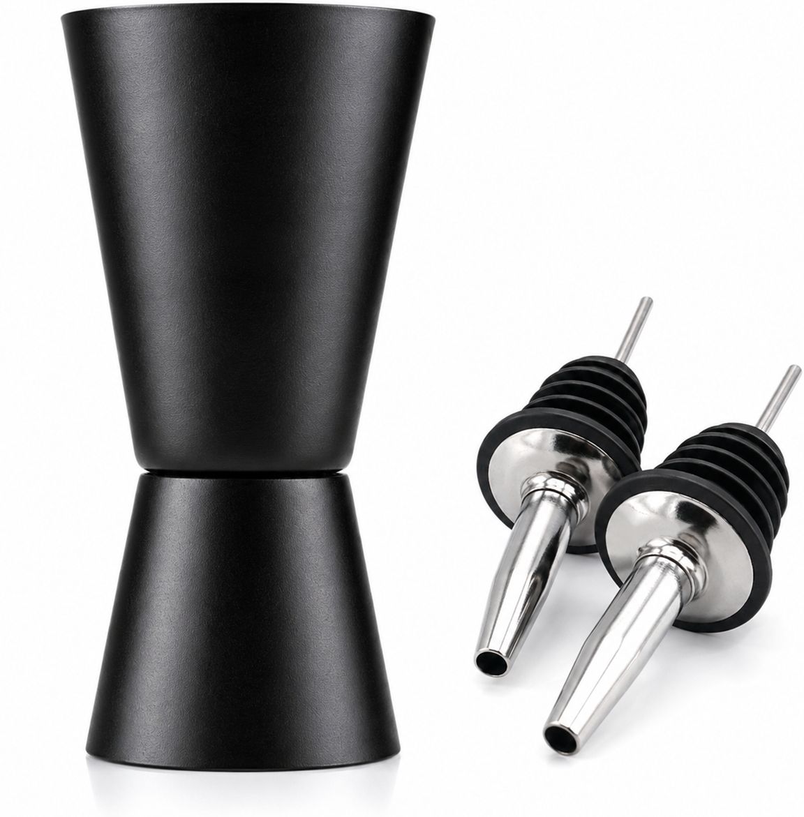 PM LEKHA - FOCUS ON QUALITY 1 PCS MATTE BLACK PEG MEASURE & 2 PCS LIQUOR POURER 3 - Piece Bar Set-image-44