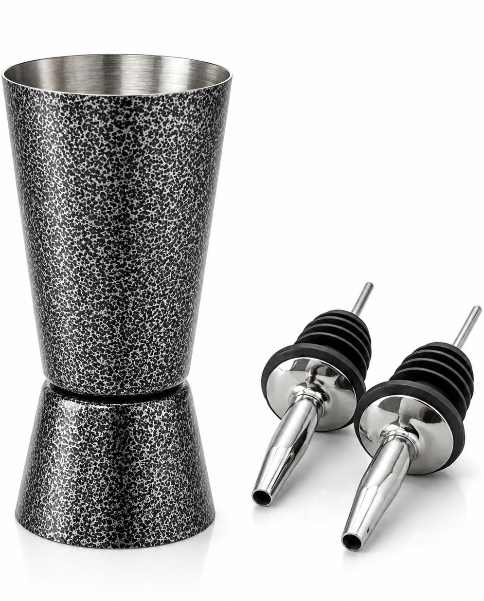 PM LEKHA - FOCUS ON QUALITY 1PCS ANTIQUE SILVER PEG MEASURE & 2PCS LIQUOR POURER 3 - Piece Bar Set-image-43