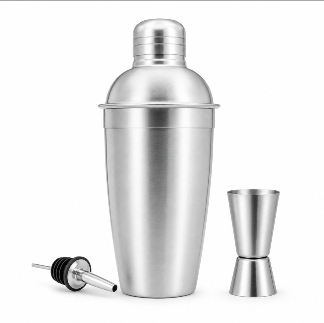 PM LEKHA FOCUS ON QUALITY 3PCS BAR SET, COCKTAIL SHAKER / PEG MEASURE / POURER 3 - Piece Bar Set-picture-37