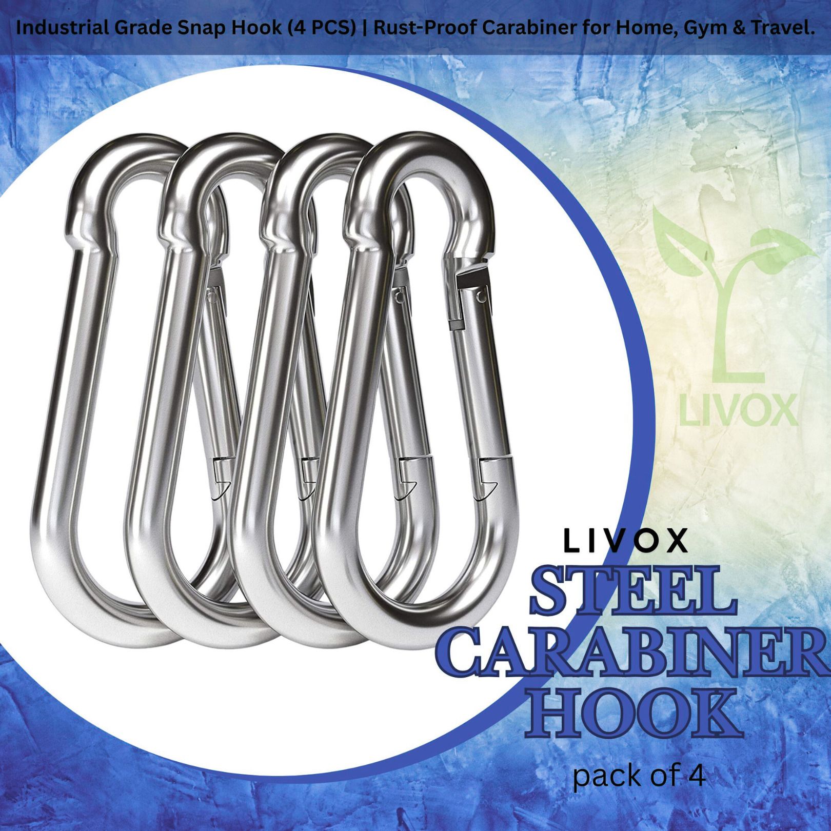 Durable Steel Carabiner Hook | Multi-Purpose Snap Clip | Pack of 4 Locking Carabiner-image-11