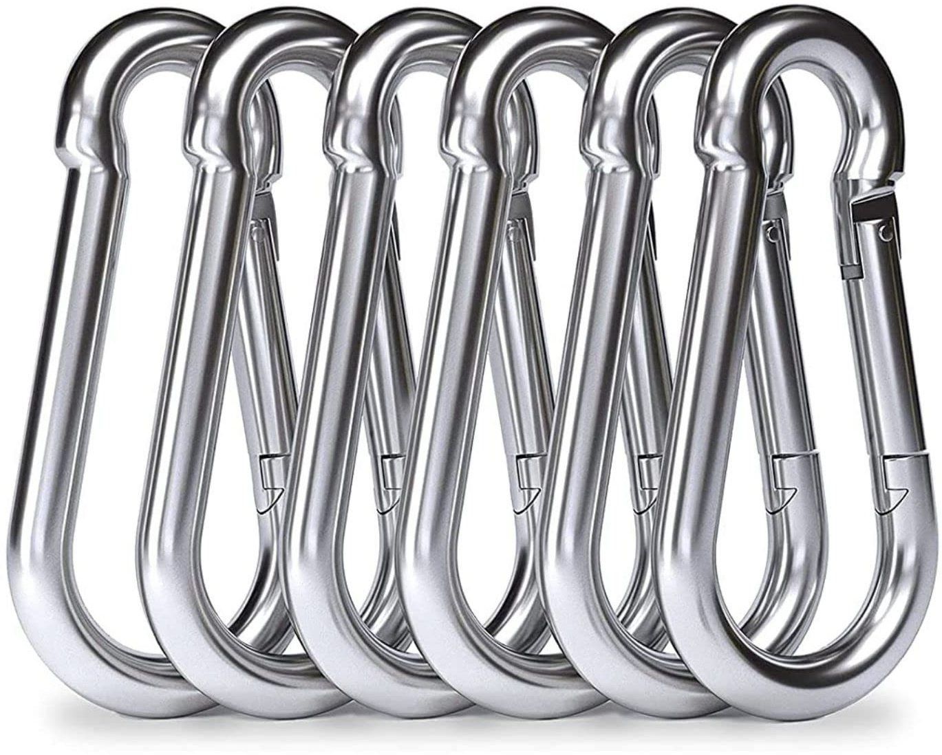 Heavy Duty 8MM- 304 Stainless Steel Snap Hook for Hiking, Lock Camping Set of 6 Locking Carabiner-image-17