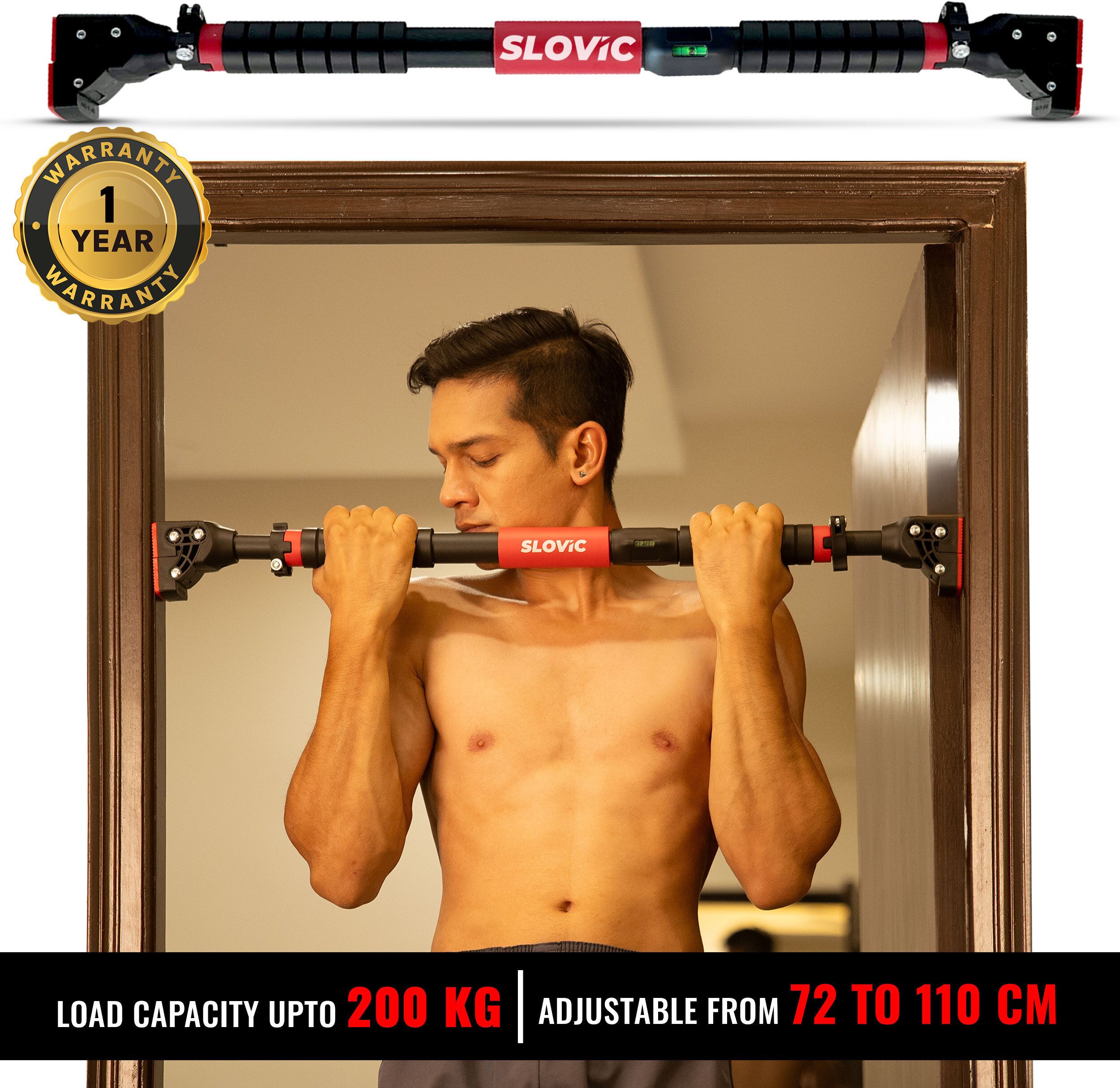 Pull Up Bar Advance Red and Black | Adjustable Home Gym Workout Equipment Pull-up Bar-image-31