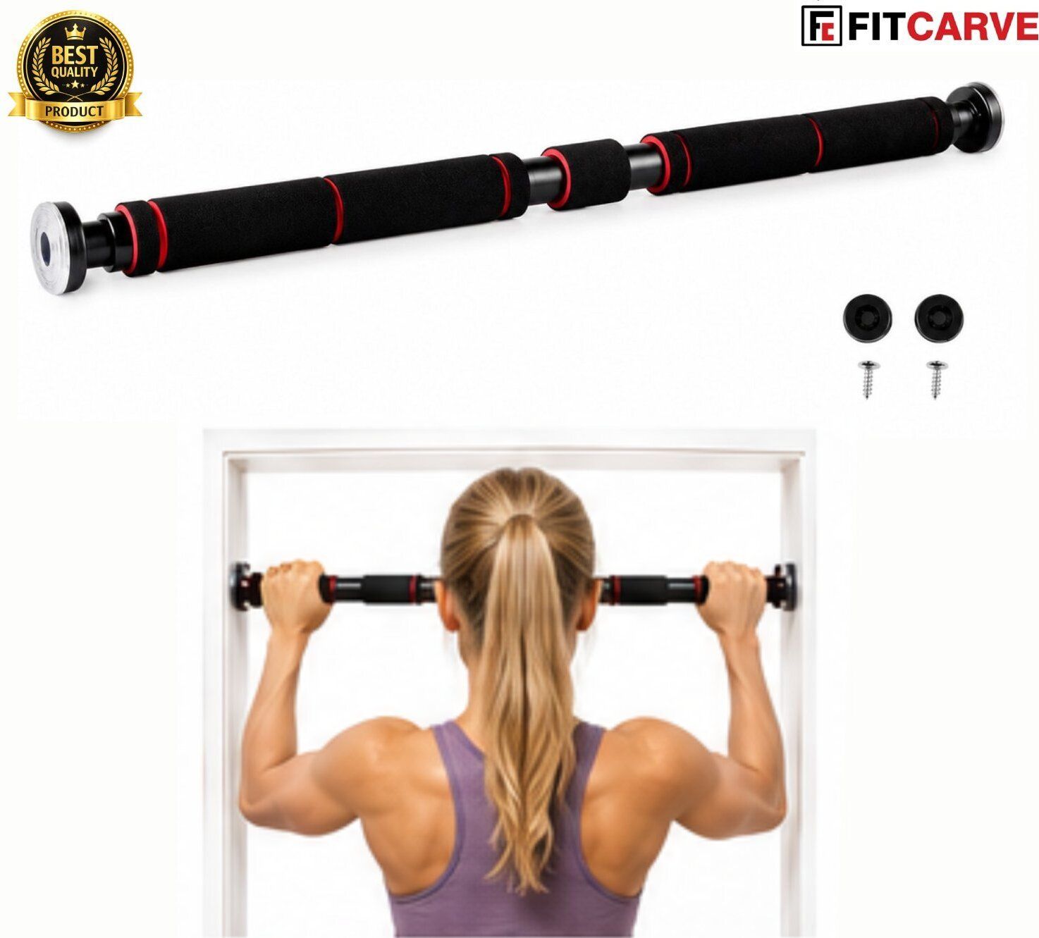 fit carve Adjustable Door Pull-Up Bar Home Gym Carbon Steel 100 Kg Capacity Training Pull-up Bar-picture-17