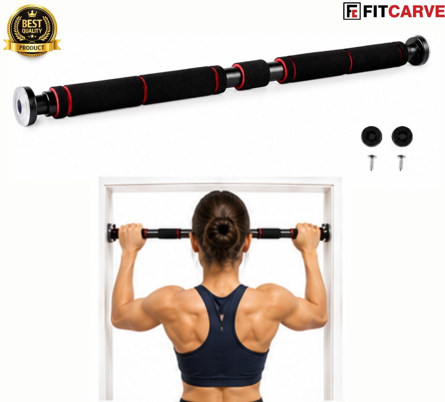 Home Workout Pull-Up Bar Carbon Steel Doorway 100 Kg Capacity Secure Grip Pull-up Bar-image-1