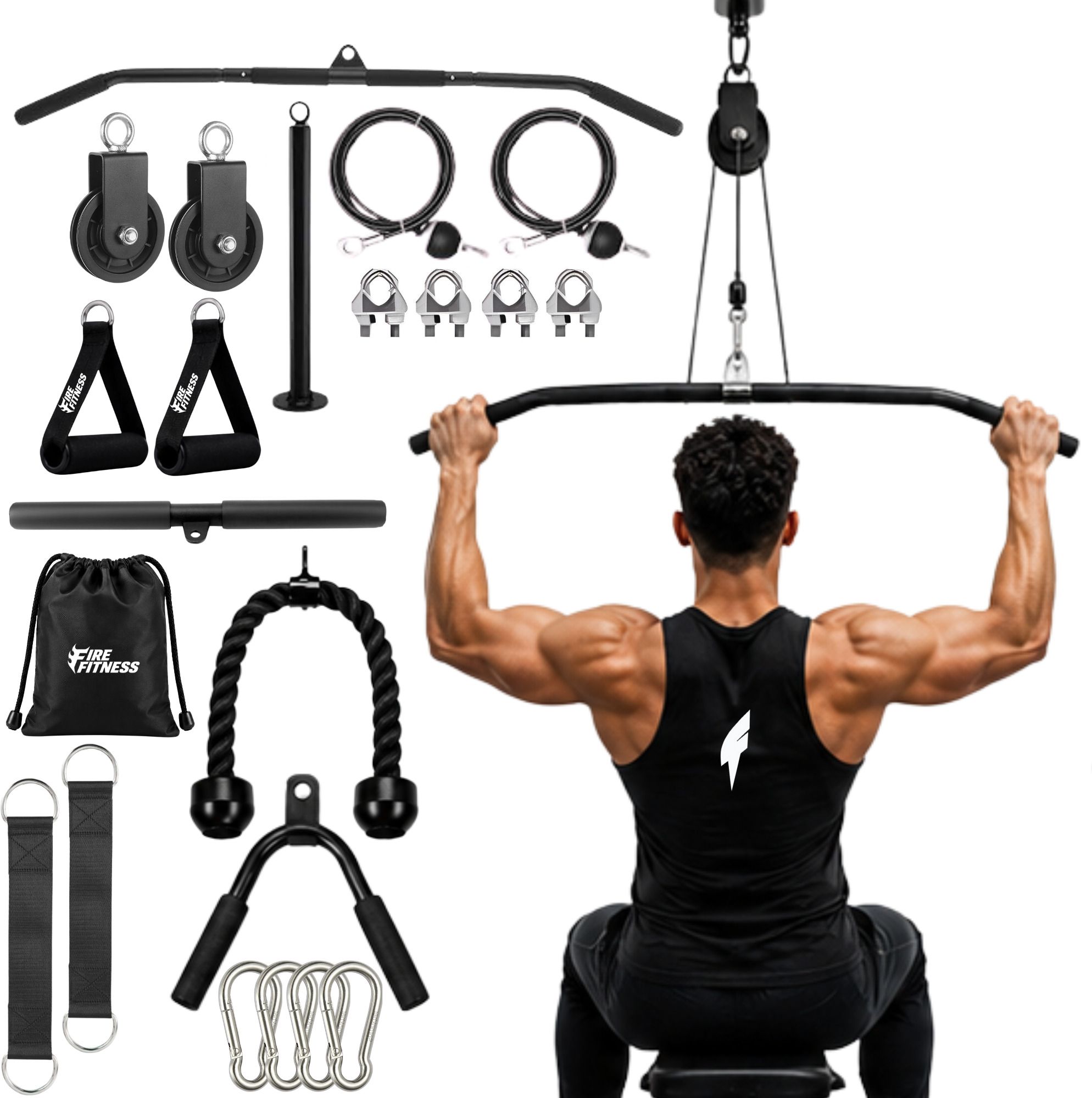fire fitness Gym Cable Set Cable Pulley Machine, Lat Pull Down Bar Home Gym Accessories Weight Lifting Bar-picture-14
