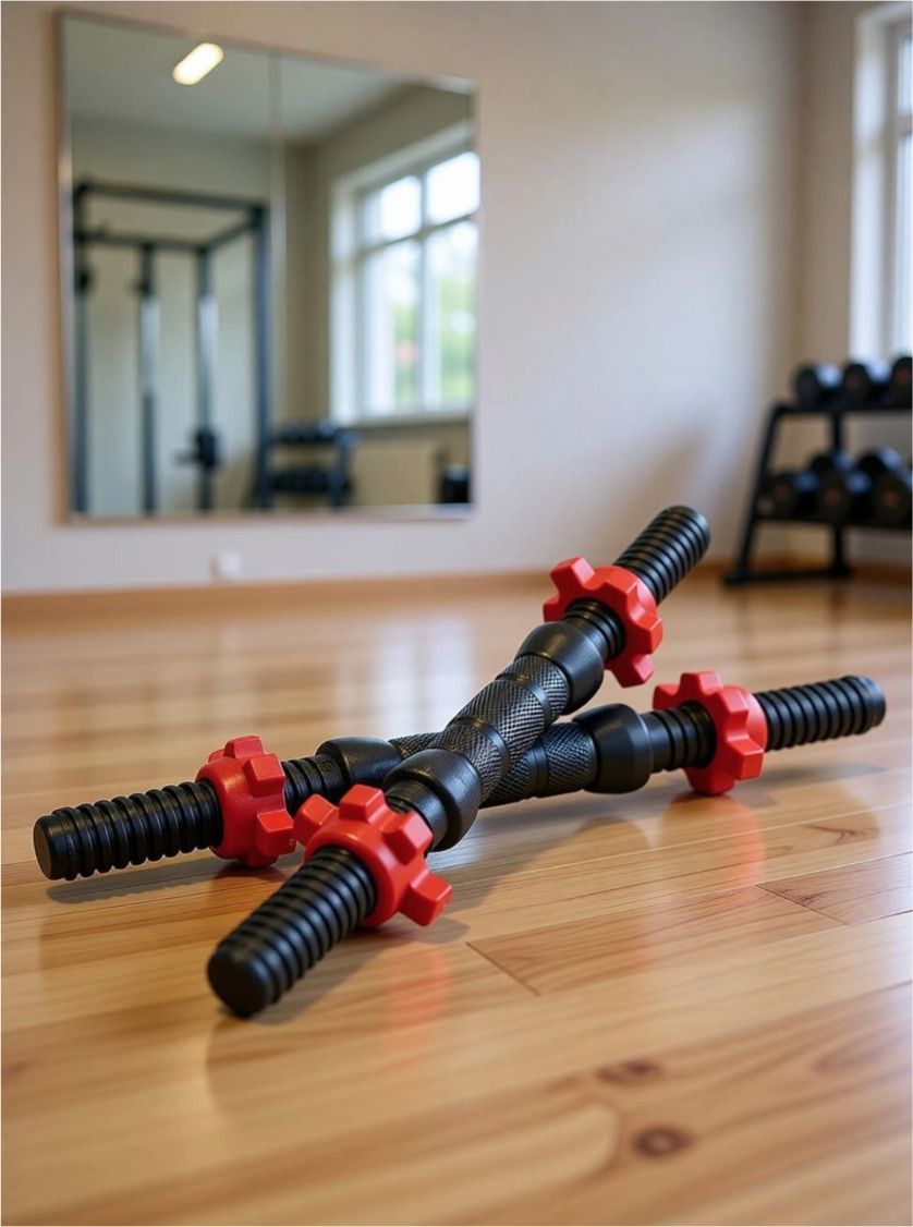 Solid PVC 15-Inch Dumbbell Rod With Nuts Weight Lifting Bar Pair For Home Gym Weight Lifting Bar-image-4