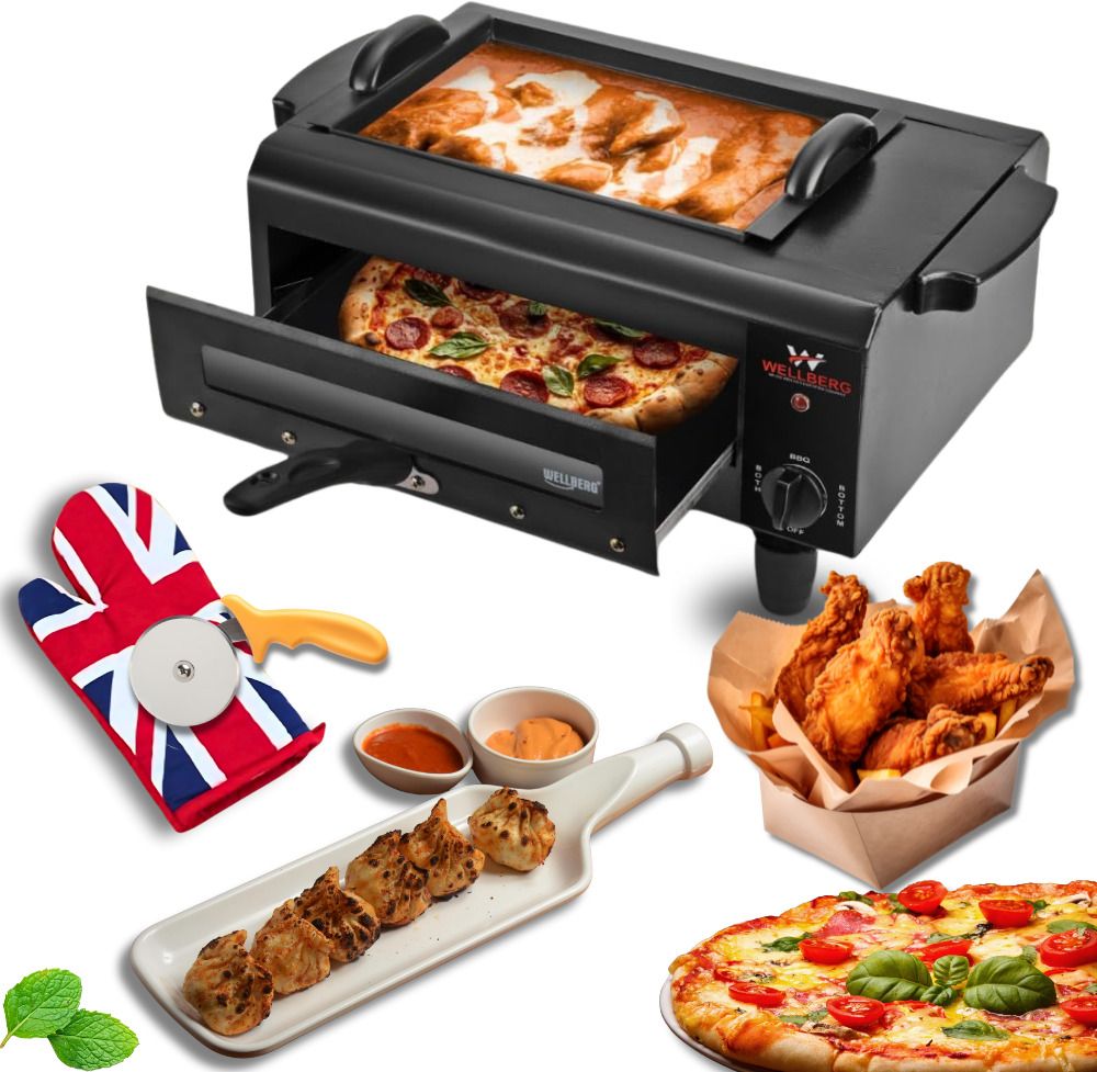 3-in-1 Multi-Purpose Pizza Oven for Barbecue, Grilling & Baking | Heavy-Duty Pizza Maker