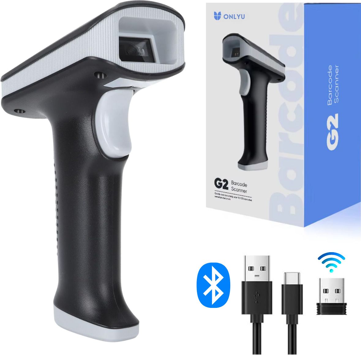 OnlyU 2D & 1D Barcode Scanner (QR Code & Barcode) Bluetooth, 2.4GHz Wireless & Wired (Rechargeable)| Induction Scanning with Built-in Illumination Light |Strong ABS 2D Camera Barcode Scanner-image-38
