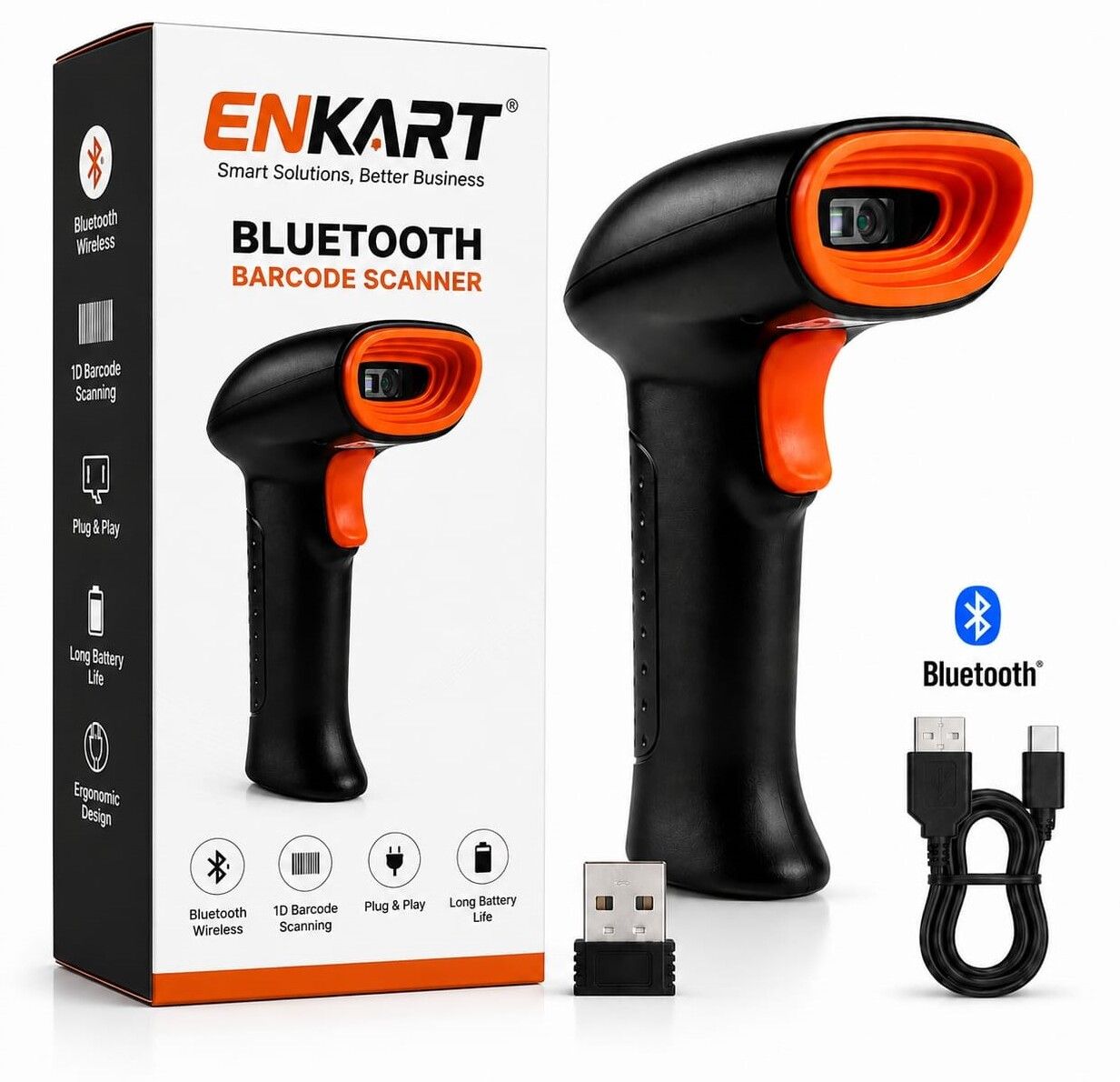 ENKART Wireless 2D & 1D (Bluetooth+USB+2.4GHz) Barcode Scanner(QR Code)Wired U20 2D Camera Barcode Scanner-picture-11