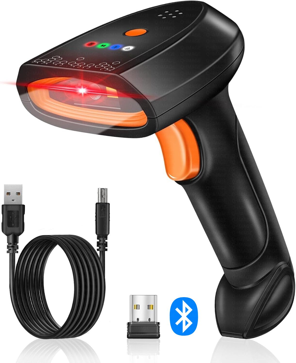 Q-IMAGE Bluetooth Barcode Scanner,Wireless 2D QR 1D with LED Lights Display & AI Voice & Play Handheld Barcode Reader for iPhone, Android, iPad, Tablet, PC Computers 2D Camera Barcode Scanner-image-11