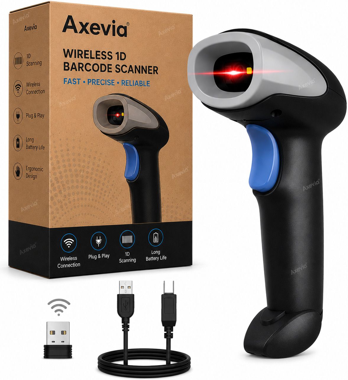 Axevia Professional Barcode Scanner High-Speed Wireless 2D Barcode Reader | Wired QR Code Scanner | Support Win/MAC Connection 2D Camera Barcode Scanner-image-4